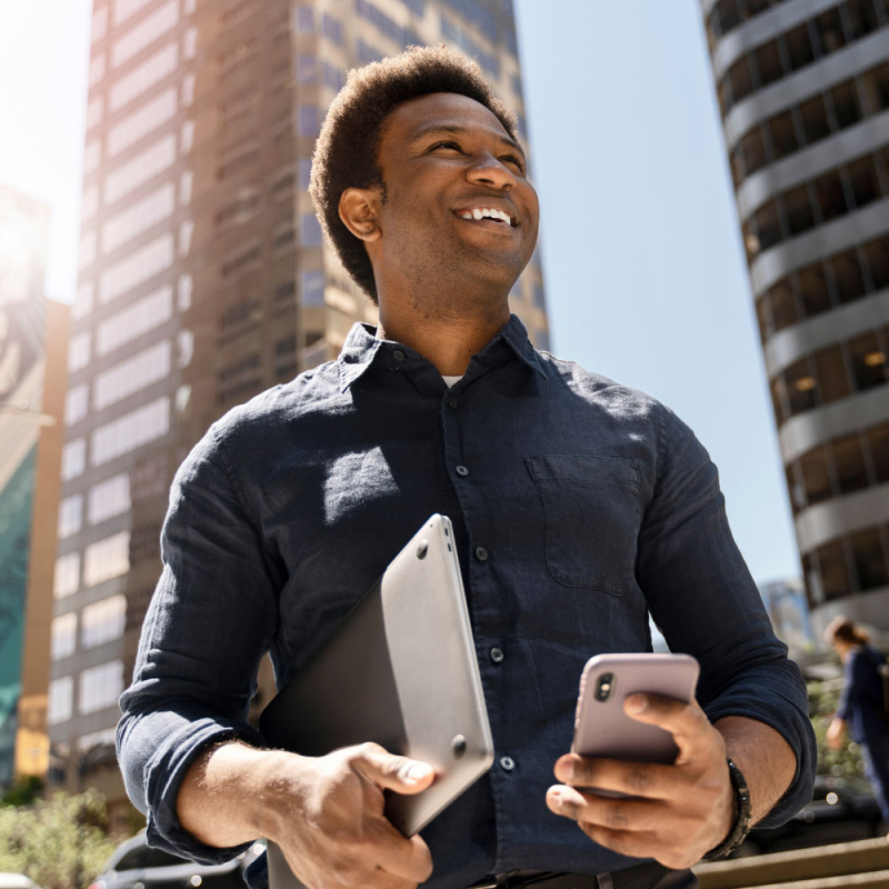 Smiling African American business man