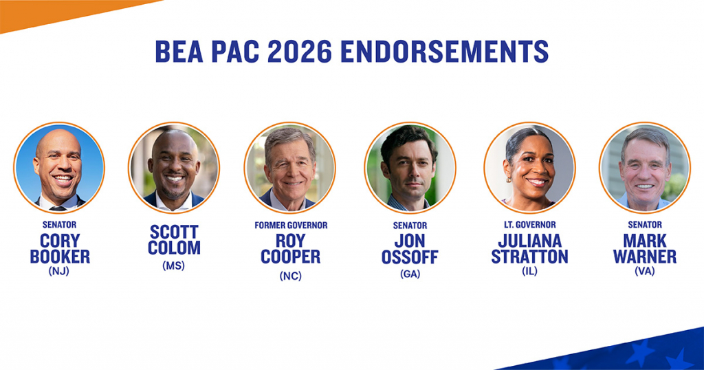 Scott Colom (D-MS), Illinois Lieutenant Governor Juliana Stratton (D-IL), Senator Mark Warner (D-VA), Senator Cory Booker (D-NJ), and former Governor Roy Cooper (D-NC), Senator Jon Ossoff
